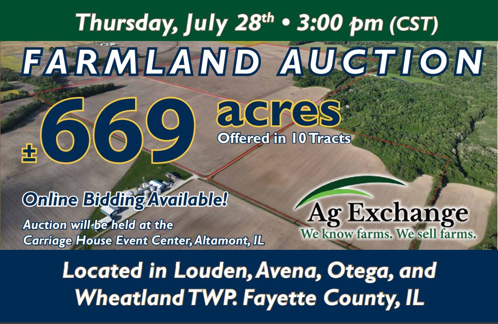 AUCTION +/ 669 Acres, 10 Tracts, Fayette County, IL July 28th